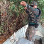 PMA de Dourados apreende espinheis e anzóis de galho no rio Dourados durante vigilância dos cardumes