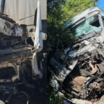 Duas horas após acidente, trânsito é liberado em rodovia onde carretas bateram de frente