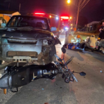 Acidente envolvendo caminhonete e moto deixa motociclista ferido em Anastácio