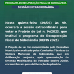 Câmara votará REFIS nesta quinta-feira em Sessão Extraordinária