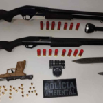 Caçadores fogem de blitz, mas são presos com espingardas, pistola e munições em São Gabriel do Oeste