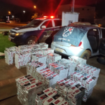 Foça tática da 8°cia de Sidrolândia apreende veiculo carregado de cigarros