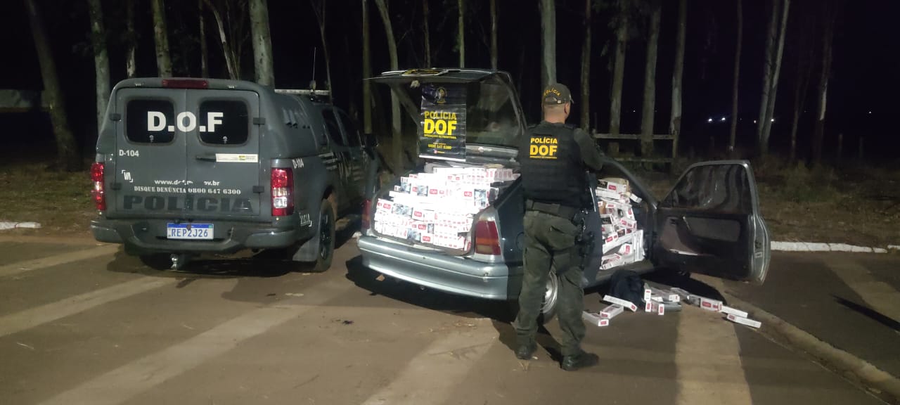 DOF apreende carro abarrotado com cigarros contrabandeados do Paraguai