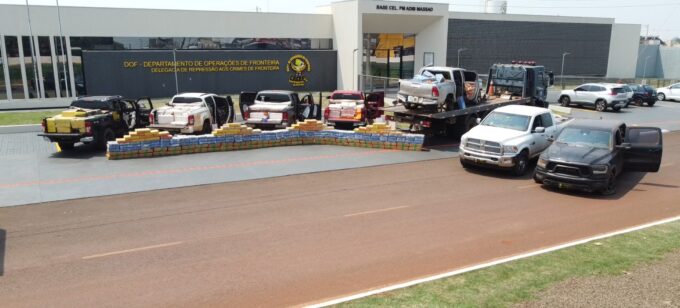 DOF intercepta comboio, recupera seis camionetes, fecha entreposto e apreende mais de 19,5 toneladas de drogas