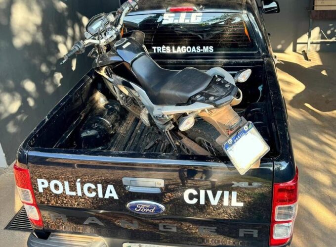 Polícia civil recupera motocicleta furtada em posse de adolescente infrator em Três Lagoas