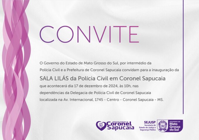 Polícia Civil inaugura 47ª Sala Lilás na próxima semana, em Coronel Sapucaia