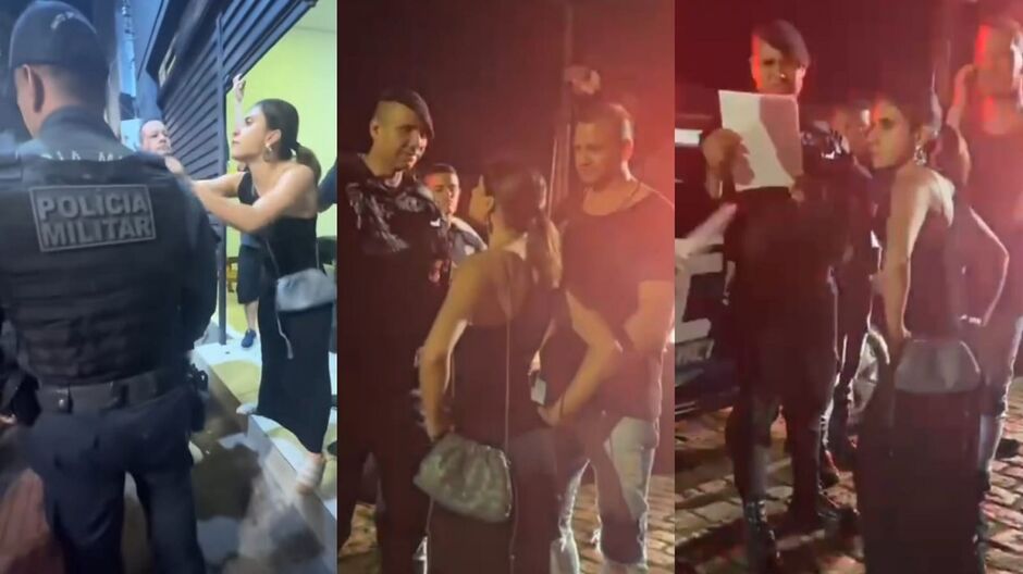 Testemunhas filmam confusão entre Camila Jara e PMs por bares no Centro (Vídeo)