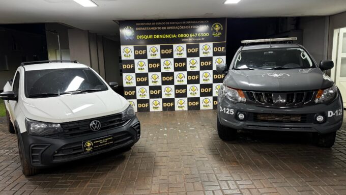 Homens que seguiam para o Paraguai com veículo objeto de crime são presos pelo DOF em Fátima do Sul