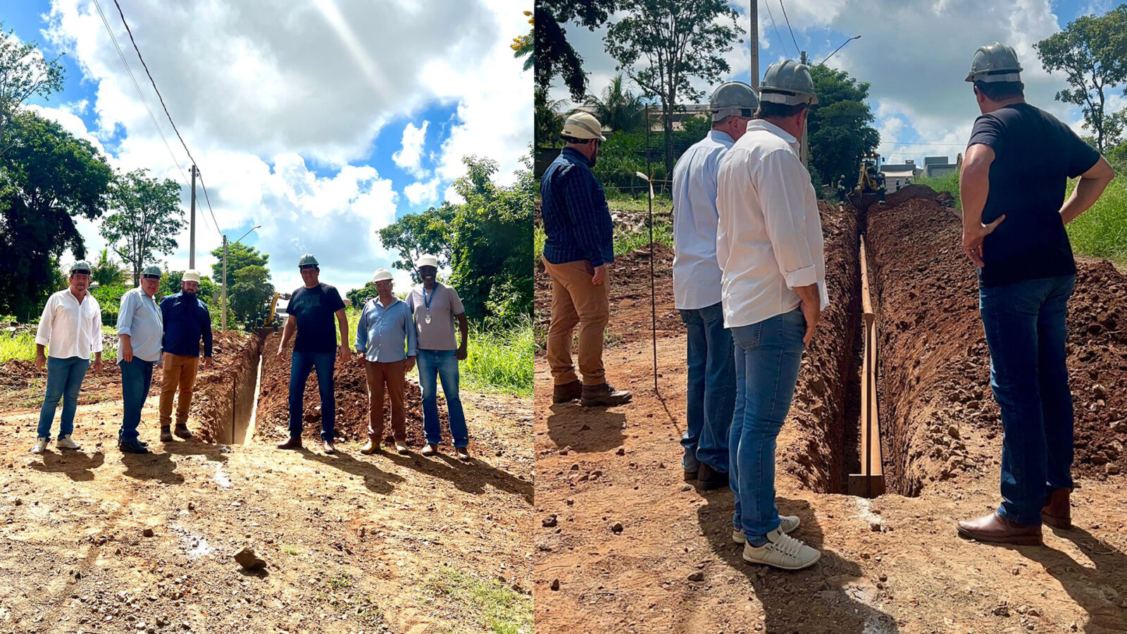 Prefeito Rodrigo Basso visita Marco Zero da segunda etapa da implantação da rede de esgoto em Sidrolândia