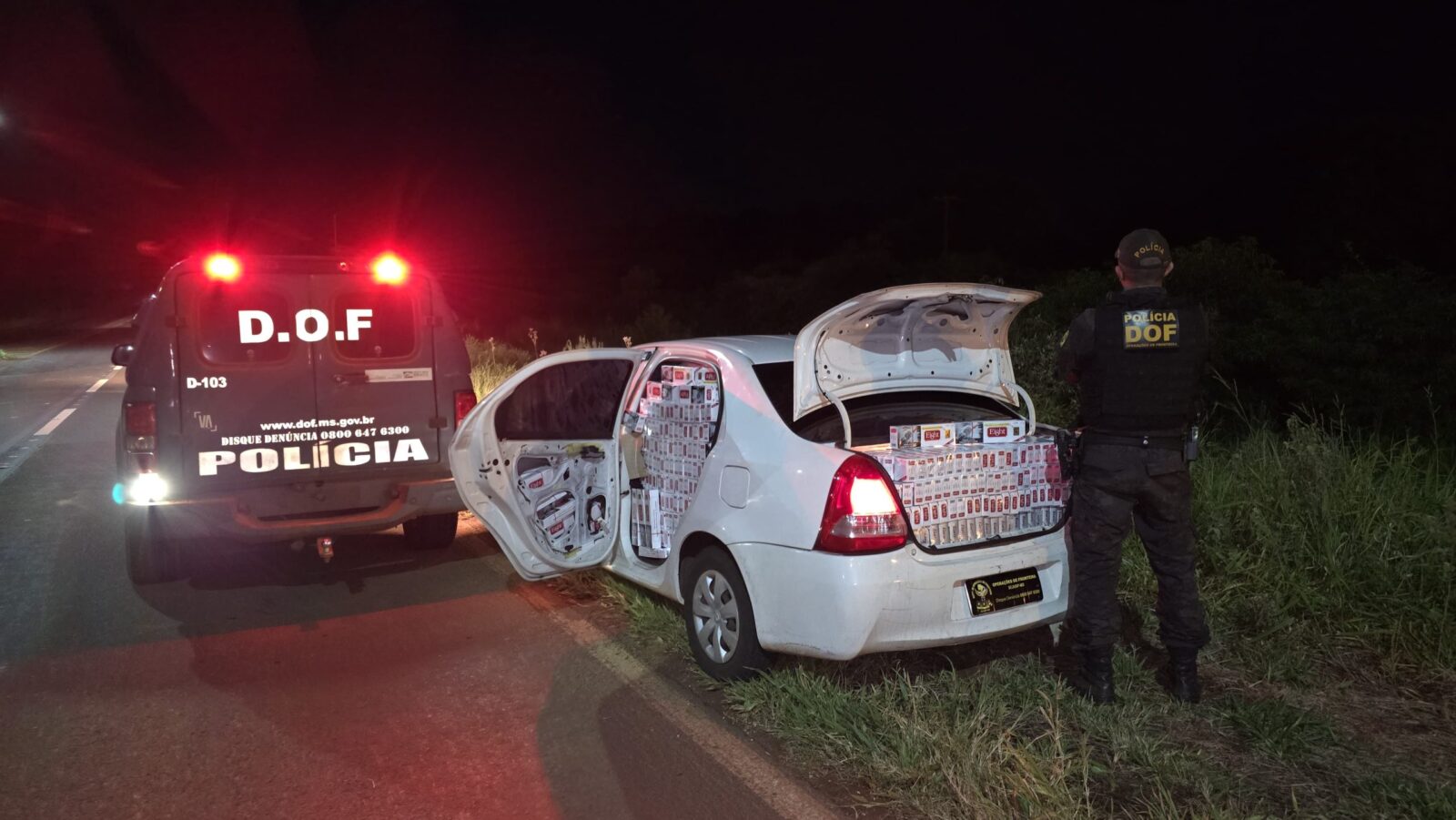 Veículo carregado com mais de dois mil pacotes de cigarros ilegais é apreendido pelo DOF em Ponta Porã