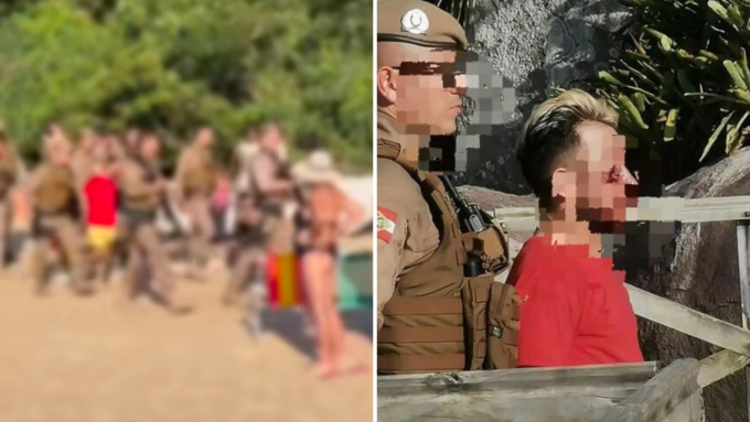 Sul-mato-grossense é espancado após ser flagrado nu em praia de SC; veja o vídeo