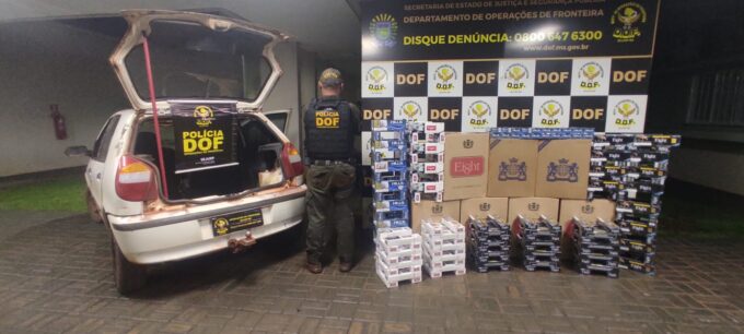 Veículo carregado com cigarros ilegais é apreendido pelo DOF na Laguna Carapã