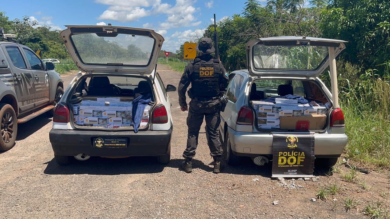 Veículos carregados com cigarros ilegais são apreendidos pelo DOF no município de Anaurilândia