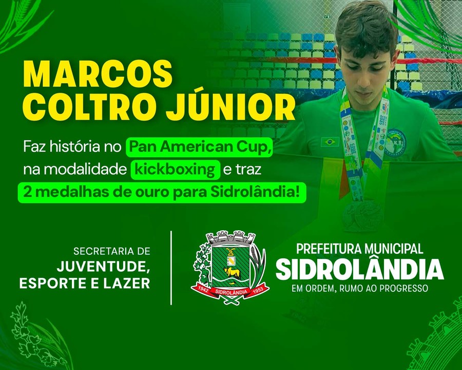 Atleta de kickboxing, Marcos Coltro Júnior, traz 2 medalhas de ouro para Sidrolândia