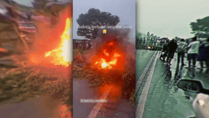 VÍDEO: bloqueio na BR-060 chega a 10 km de congestionamento em Sidrolândia