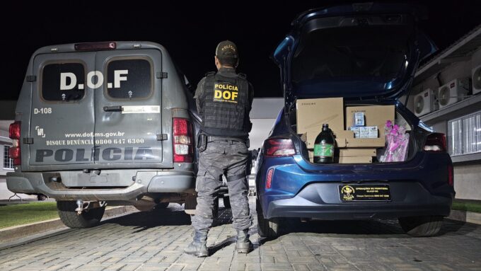 DOF apreende veículo com mais de R$ 100 mil em produtos ilegais em Maracaju