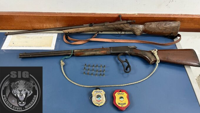 Polícia Civil apreende armas e munições durante cumprimento de mandado de busca e apreensão em Miranda