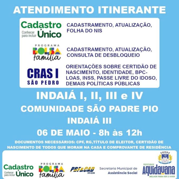 CRAS I realiza atendimento itinerante para comunidades de Aquidauana