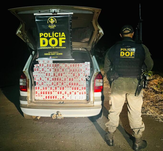 Carro carregado com cigarros contrabandeados é apreendido pelo DOF em Brasilândia