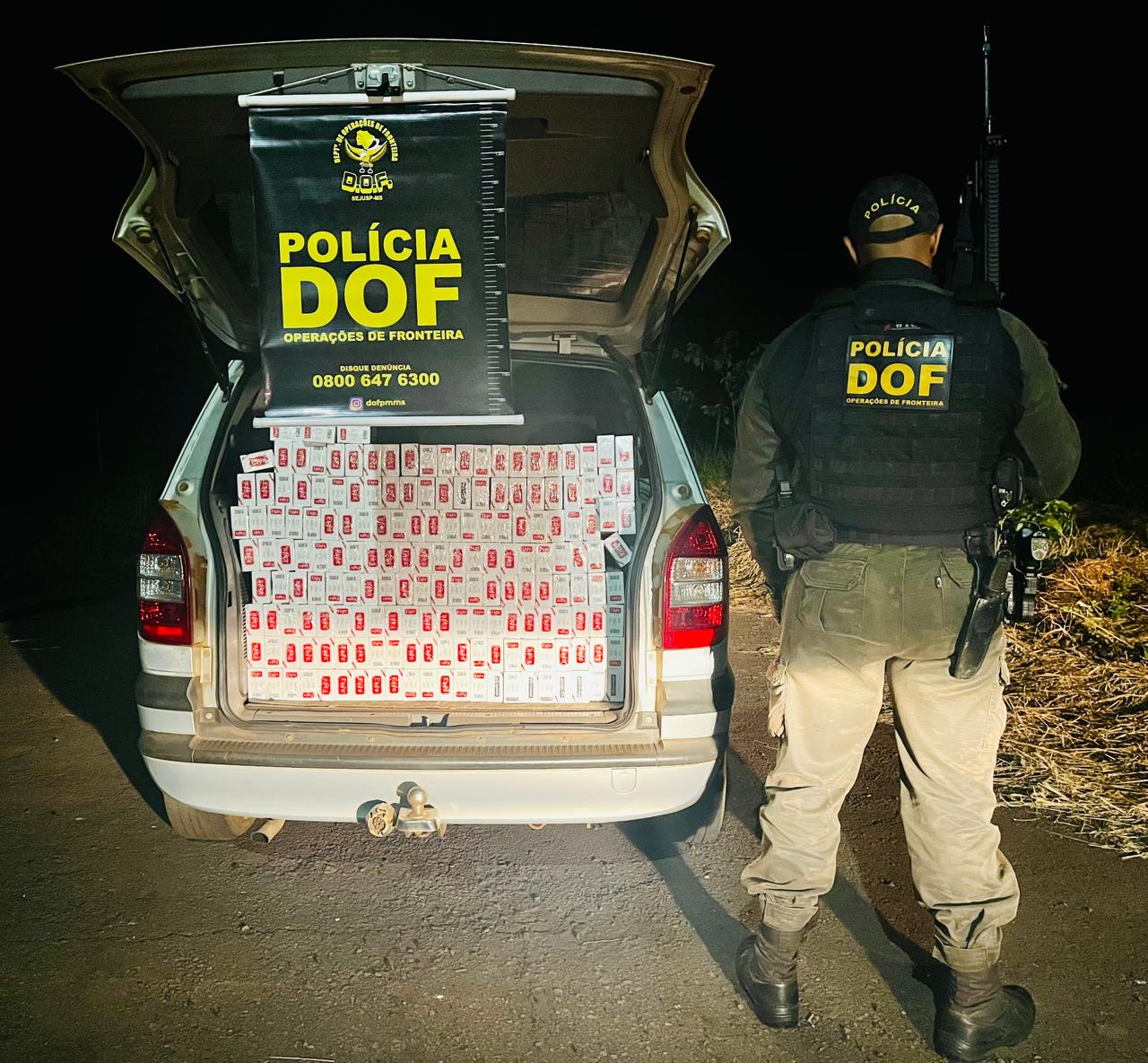 Carro carregado com cigarros contrabandeados é apreendido pelo DOF em Brasilândia