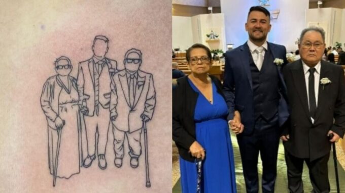 Personal trainer homenageia avós que o criaram com tatuagem emocionante: ‘na pele e no coração’