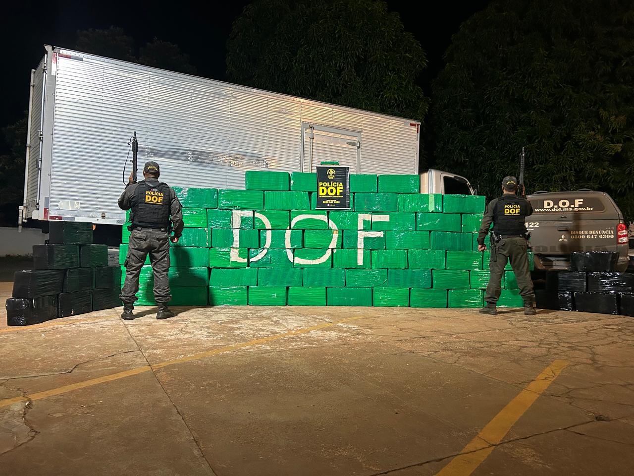 Caminhão Baú com mais de 1,5 tonelada de droga foi apreendido pelo DOF em Maracaju