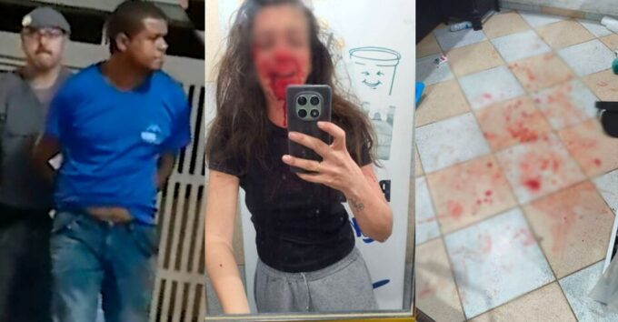 Mãe que amamentava bebê em loja é espancada por assaltante (vídeo)