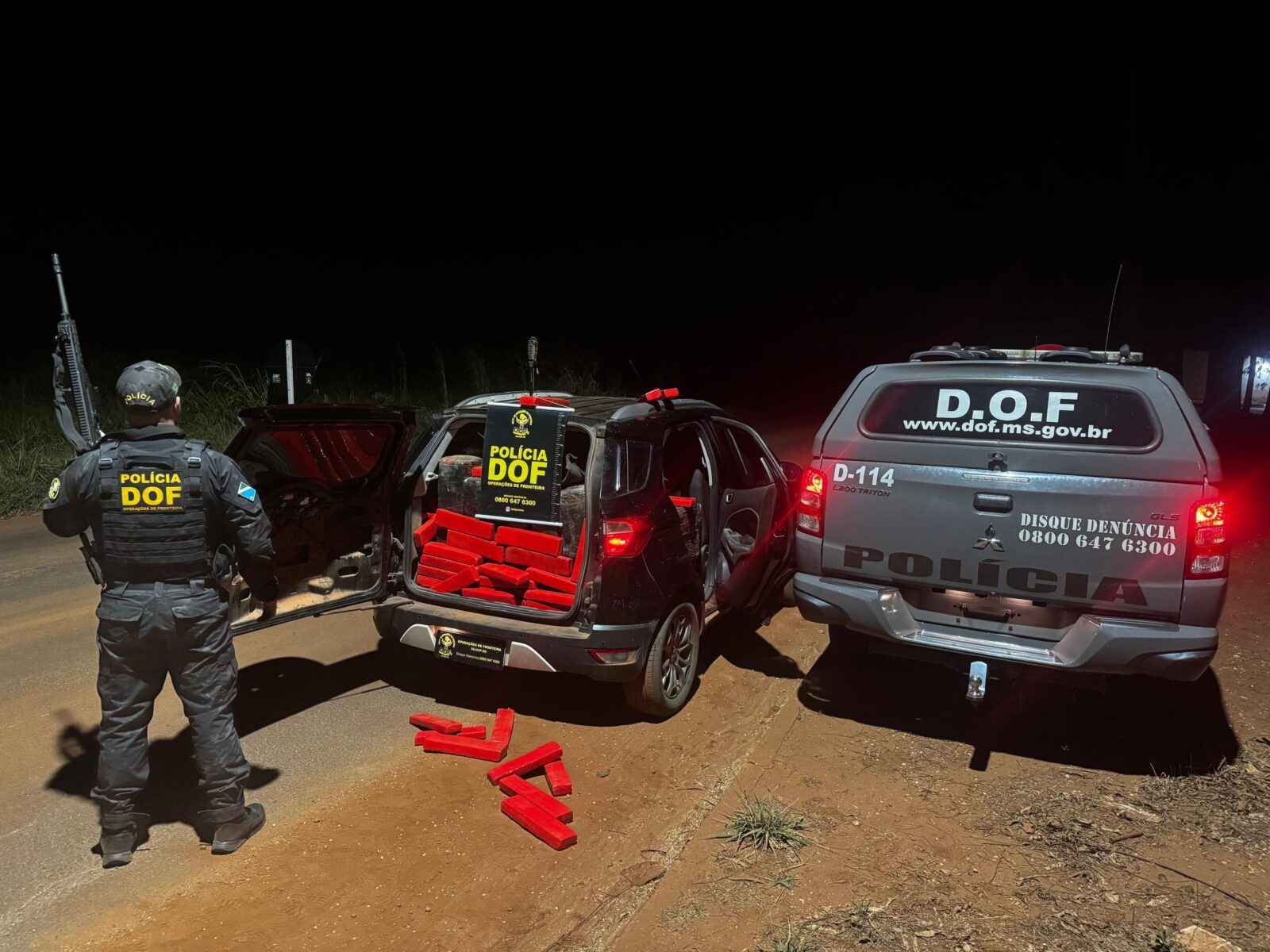 DOF apreende em Dourados mais de 500 quilos de drogas que seguiam em carro roubado para o Mato Grosso