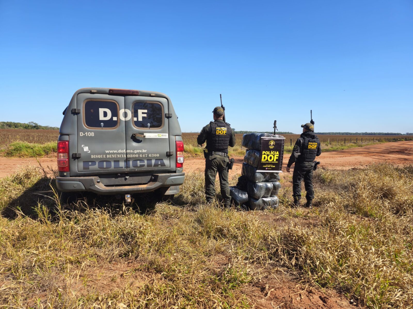 DOF apreende quase cem quilos de drogas em meio a mata em Coronel Sapucaia