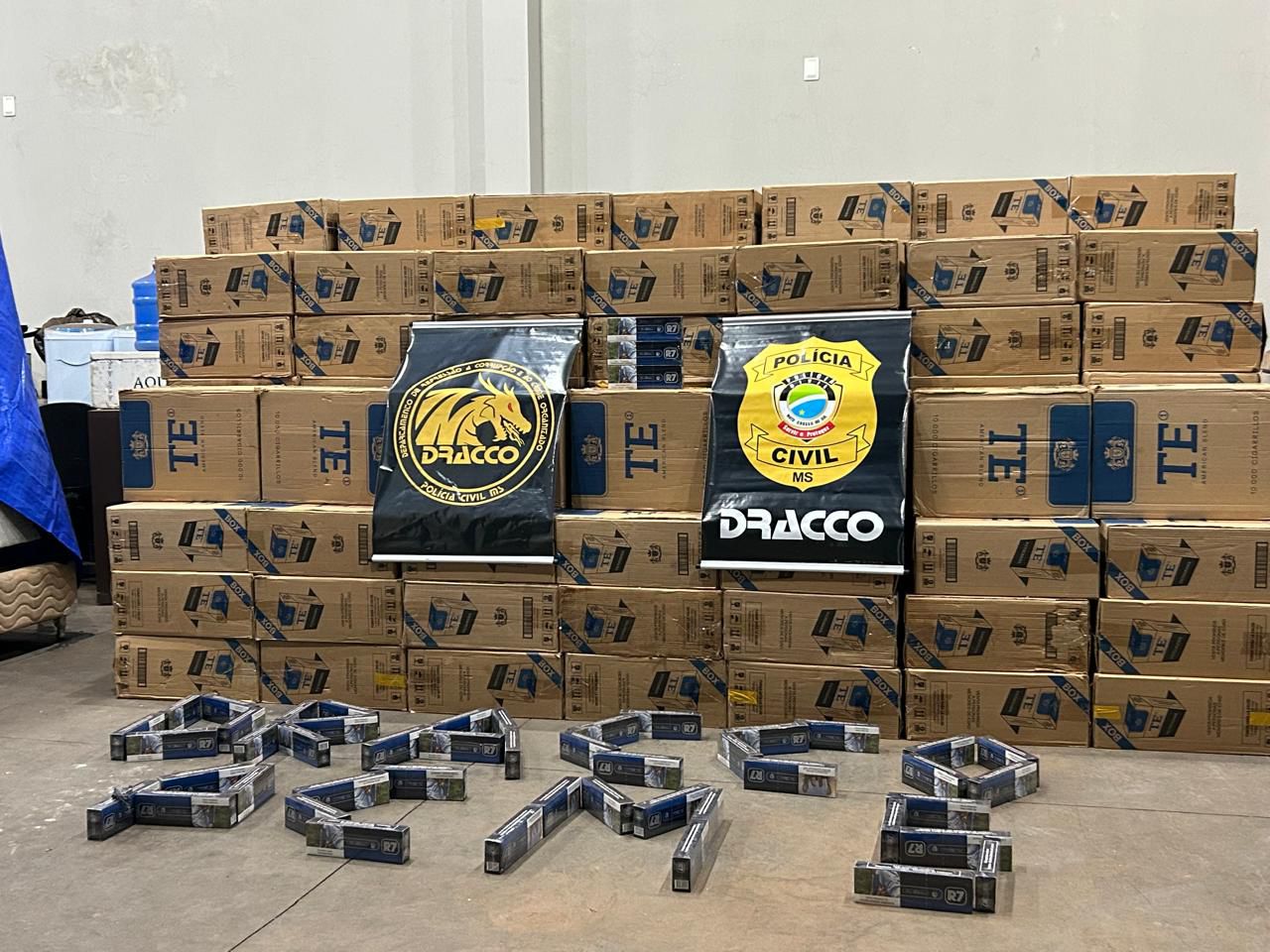 Polícia Civil localiza depósito com carga de cigarros contrabandeados em Campo Grande