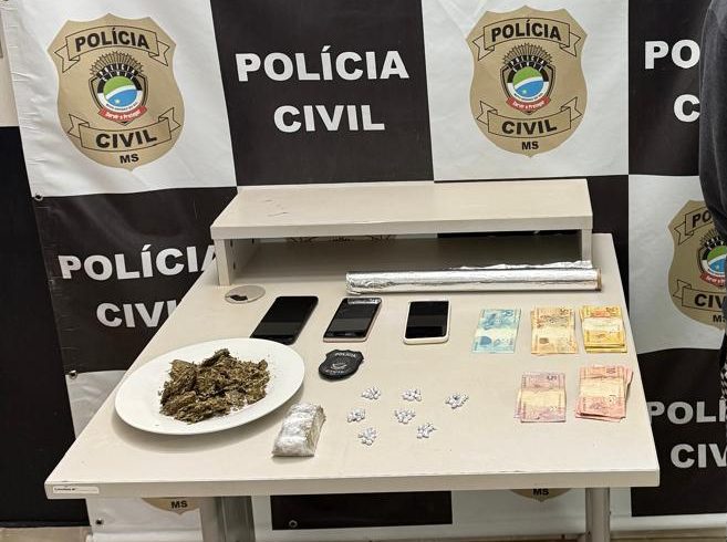 Polícia Civil prende homem em flagrante por tráfico de drogas e apreende crack, maconha e dinheiro