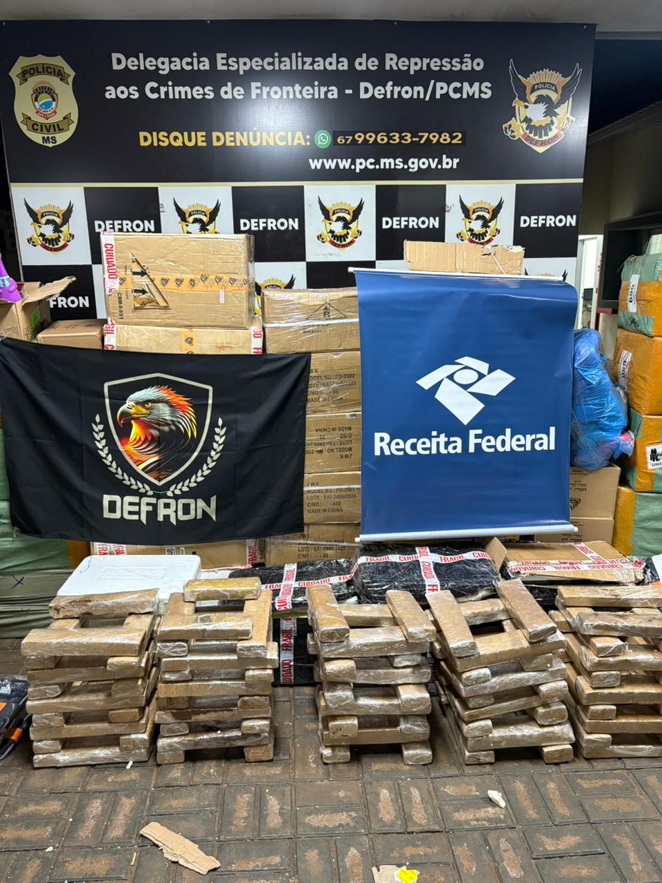 Ação conjunta entre Polícia Civil e Receita Federal resulta na apreensão de drogas e mercadorias provenientes de contrabando e descaminho em Dourados