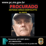 Polícia Civil divulga foto de foragido por tentativa de homicídio ocorrido em Jardim e pede apoio da população para localizá-lo