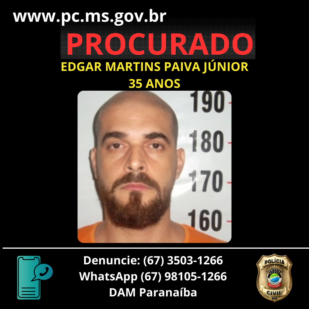 Polícia Civil divulga imagem de foragido como mandados de prisão em aberto