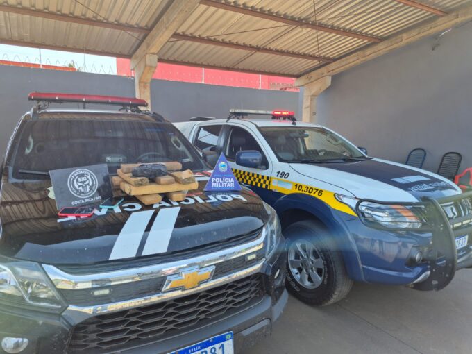 Polícias Civil e Militar apreendem mais de 9kg de maconha e prendem homem por tráfico de drogas em Costa Rica