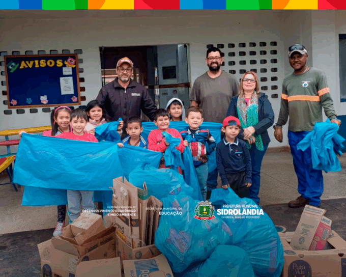 Crianças do CMEI Telma aprendem na prática a importância da coleta seletiva