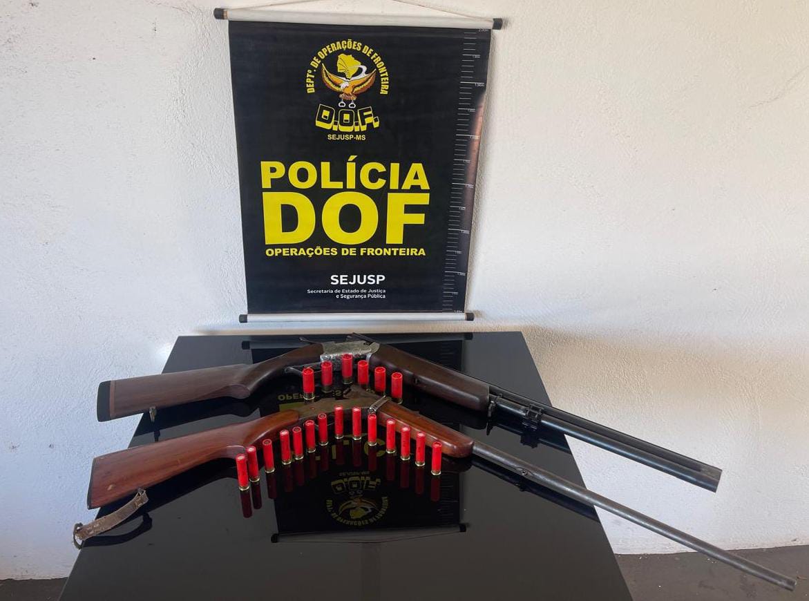 DOF apreende duas espingardas e munições em Novo Horizonte do Sul