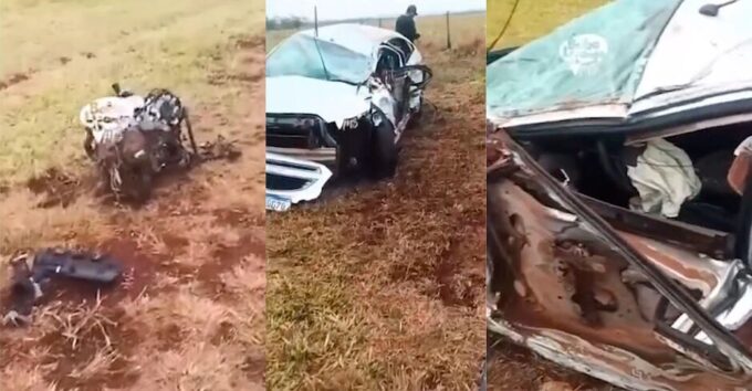 Motor é arremessado durante acidente na BR-060 entre Sidrolândia e Nioaque