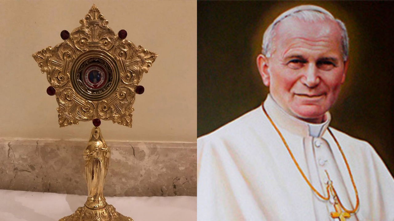 Relíquia de São João Paulo II será exposta em missa na Paróquia N. Sra da Abadia de Sidrolândia