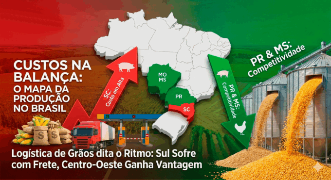 Custos de produção de suínos e frangos divergem no país; MS se beneficia de grãos locais e mantém competitividade