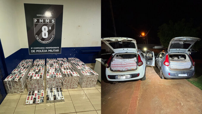 Polícia Militar apreende mais de 1.700 pacotes de cigarros contrabandeados em Sidrolândia