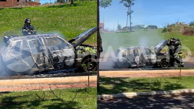 Carro recém-reformado é destruído por chamas após falha no distribuidor de combustível