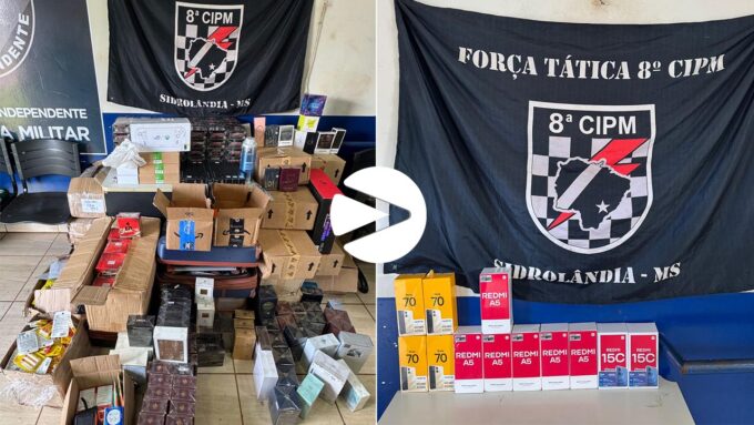 Força Tática apreende carga de produtos ilegais e 12 celulares escondidos em veículo na MS-162