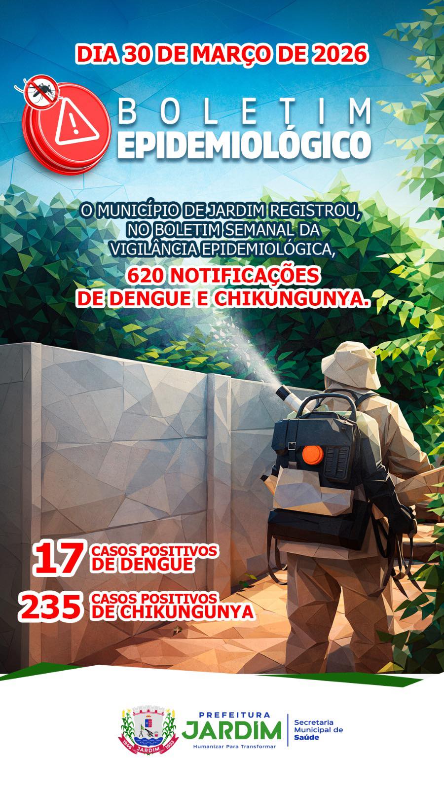 Jardim registra aumento de casos de Chikungunya e Prefeitura prorroga situação de emergência em saúde pública
