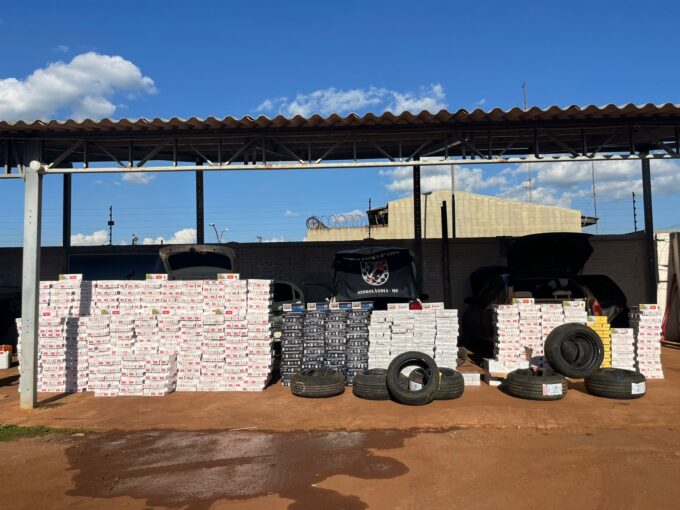 Força Tática intercepta comboio do contrabando e apreende veículos carregados com cigarros e pneus na MS-258