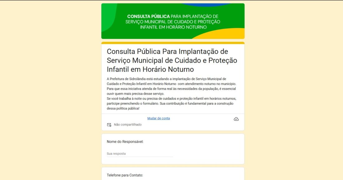 Consulta sobre atendimento infantil noturno em Sidrolândia é prorrogada até 22 de maio