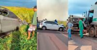 Grave acidente entre caminhão e carros provoca congestionamento na saída de Campo Grande para Sidrolândia
